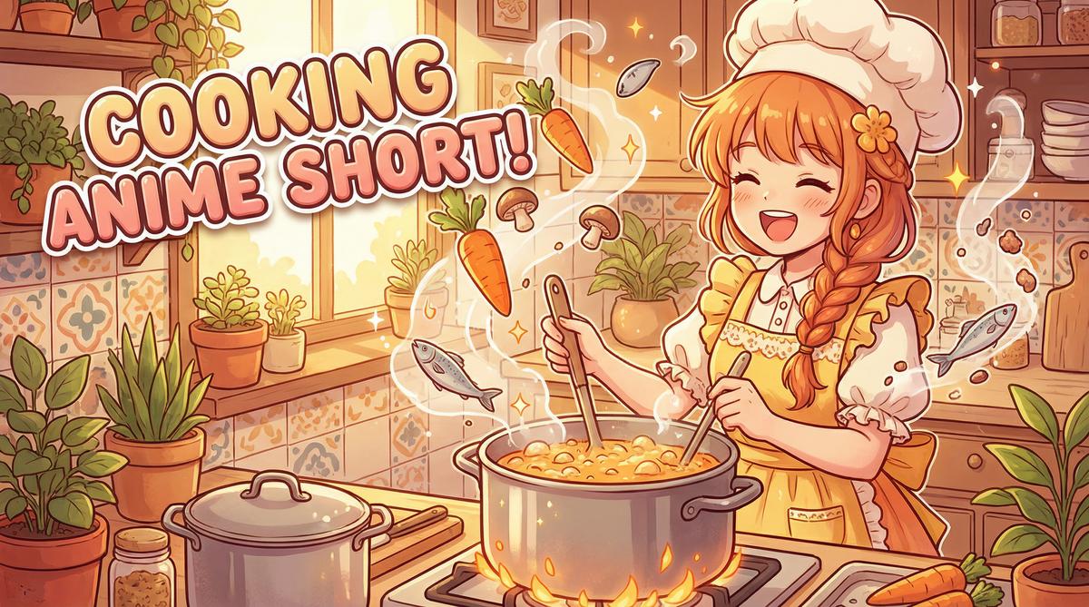 抖荫短视频原创动漫-美食动漫教程
